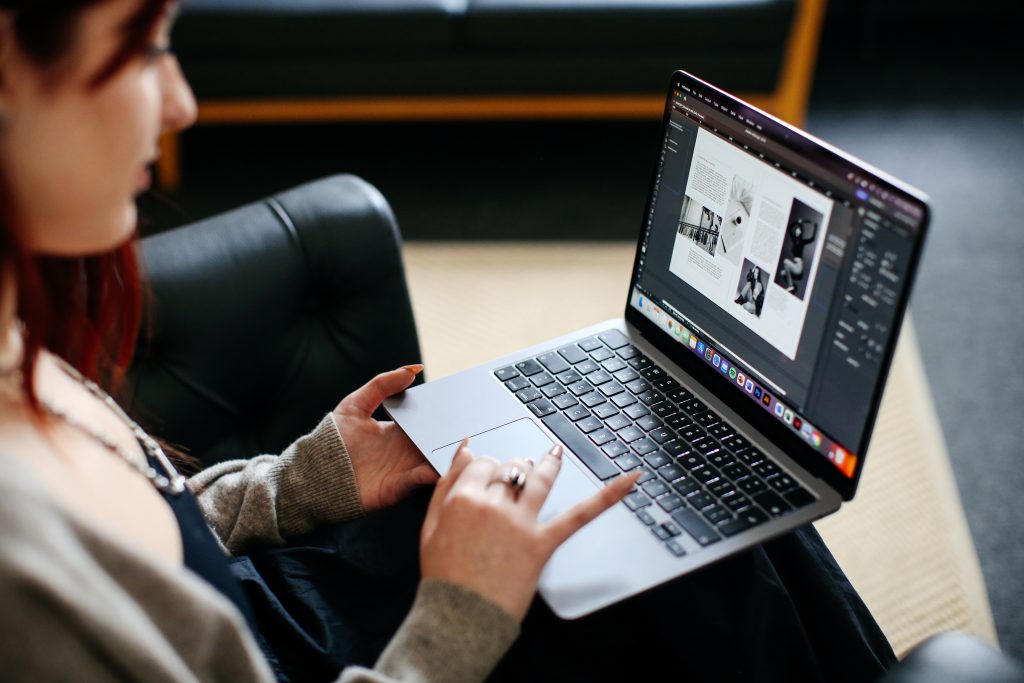 Student working on a laptop