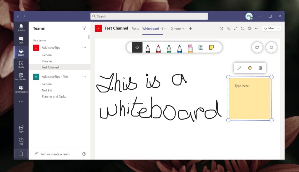 Using Microsoft Whiteboard in Teams