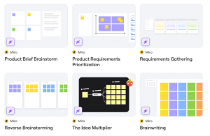 Screen Shot of Miro templates of ideation