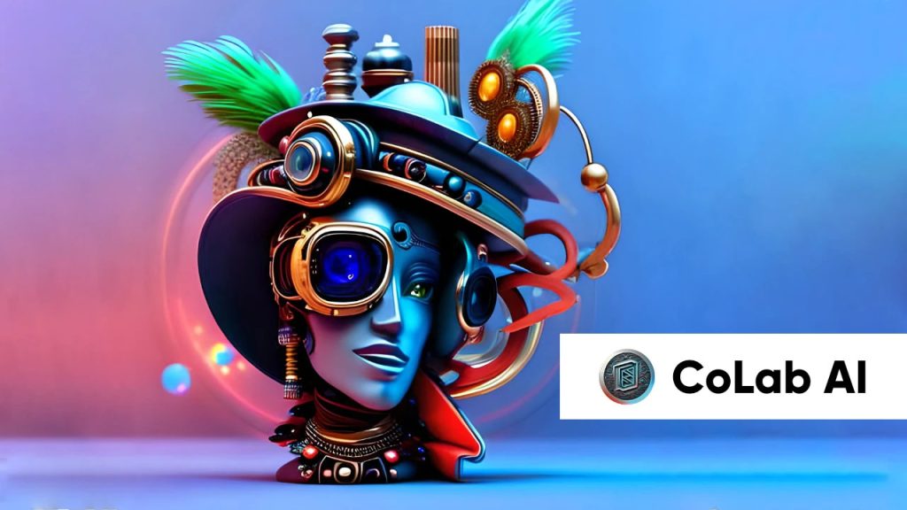 CoLab I with generated image of a head with one eye peice