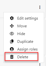 Highlighting the delete option in the activity menu