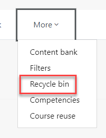 Highlighting the the Recycle bin link