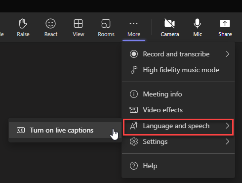 How to turn on live captions in Microsoft Teams