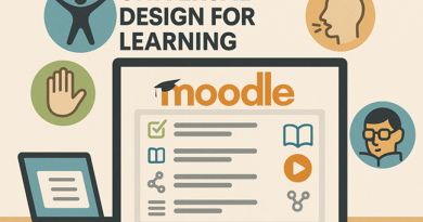 Universal Design for Learning, written at the top of the image with a computer screen with the Moodle logo inside of it at the bottom