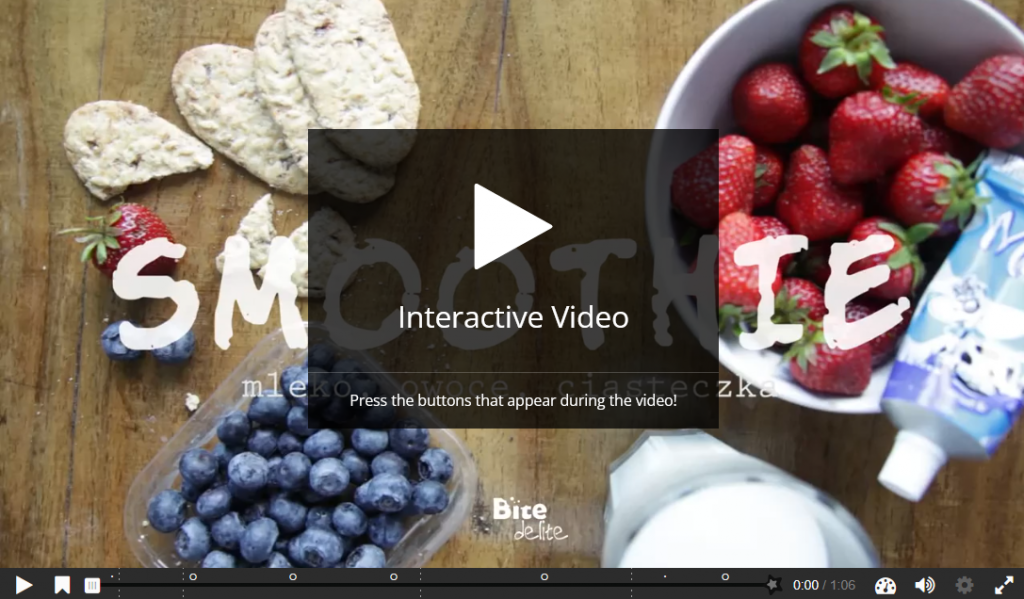 Example of an interactive video that has markers in the time bar that indicates where activities will take place