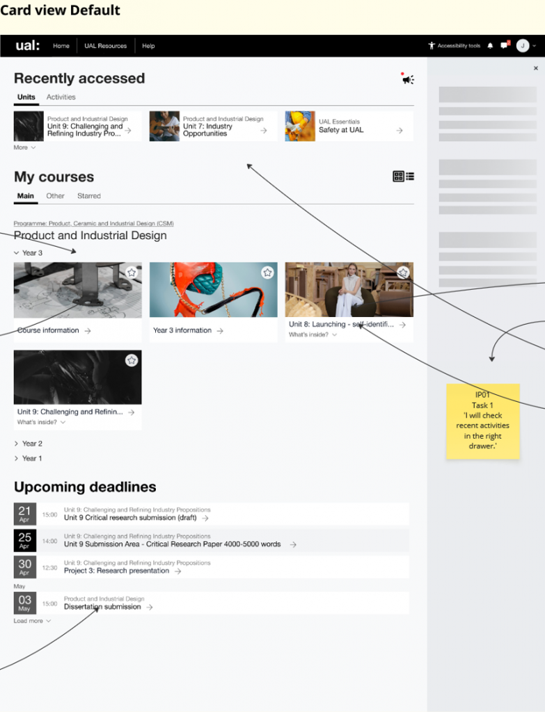 A screenshot of a new draft Moodle dashboard highlighting the 'card view default'.